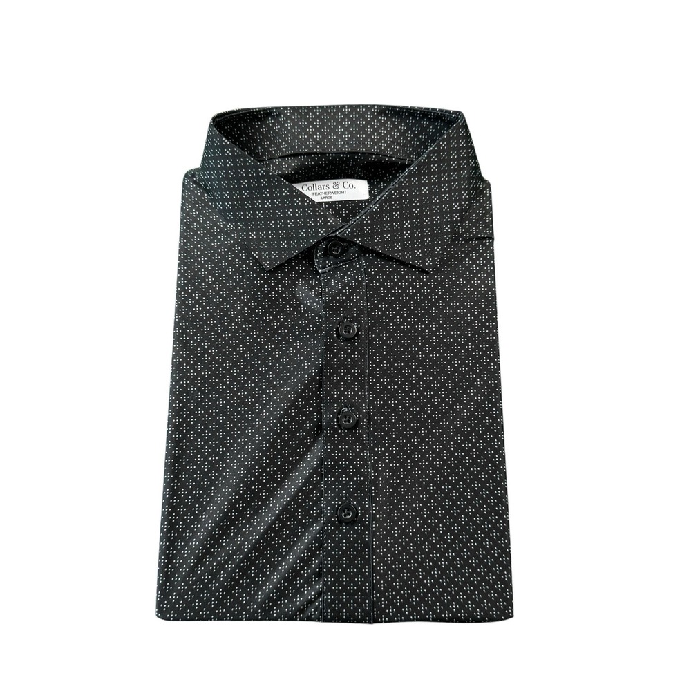 Collars & Co. Black Geometric Dress Collar Polo Men's Shirt Size Large NWOT